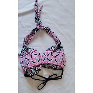 Venus Black Pink  Ikat Tribal Triangle Bikini D Cup Swimsuit Top Beach Resort